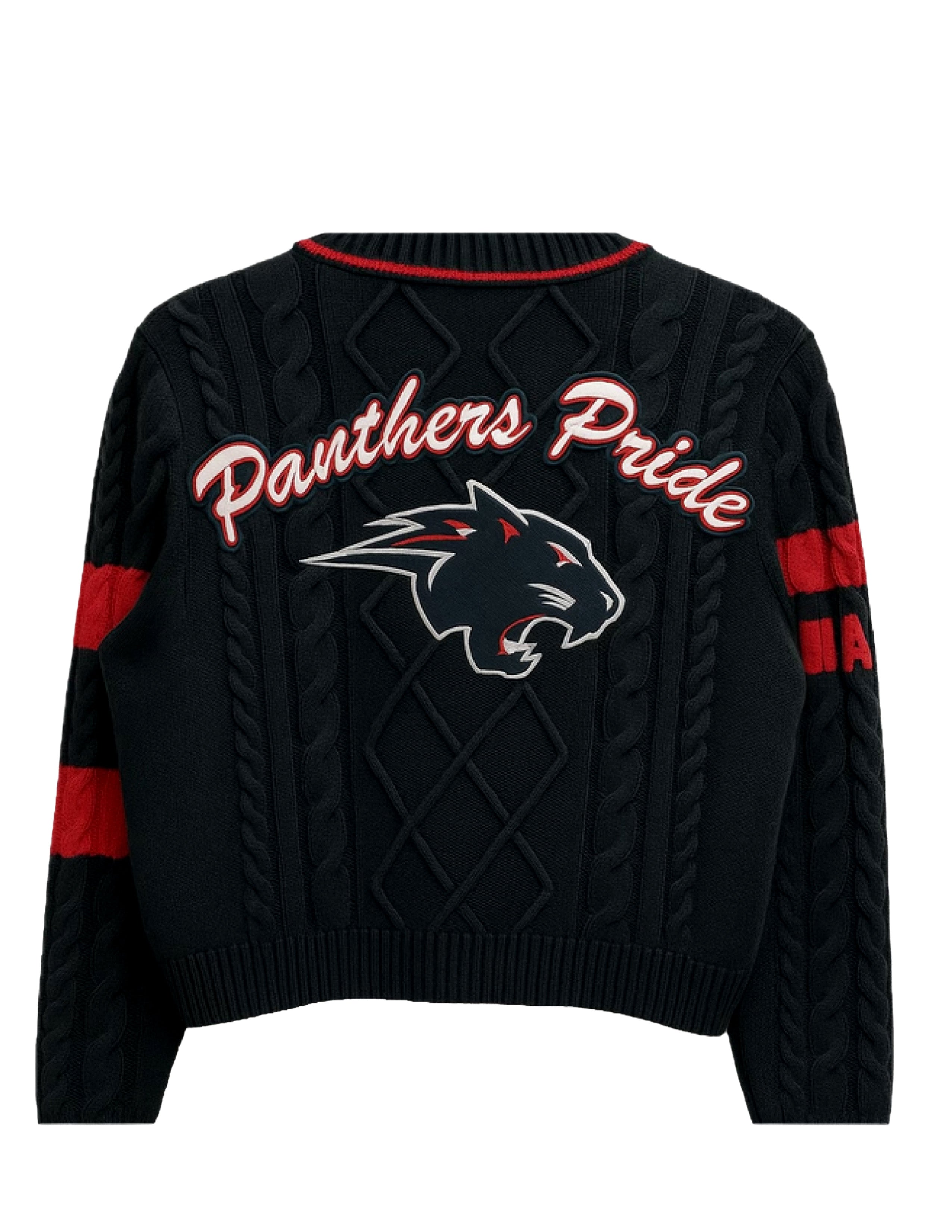 Classic Cropped Cable Knit Letterman Cardigan