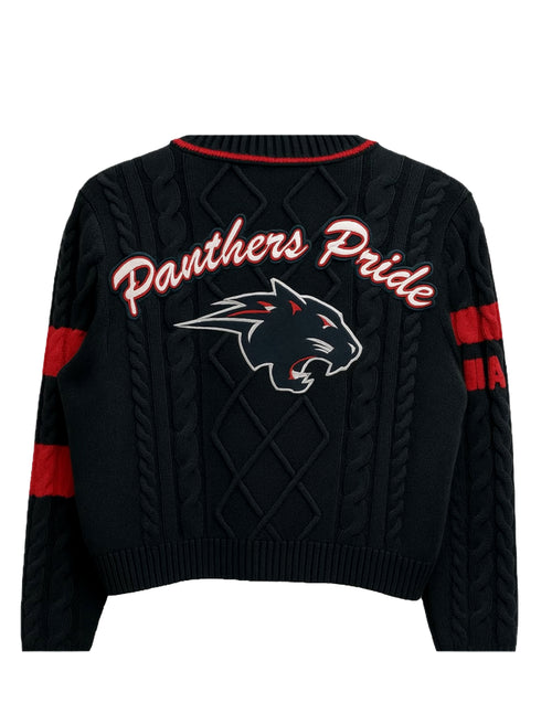 Classic Cropped Cable Knit Letterman Cardigan